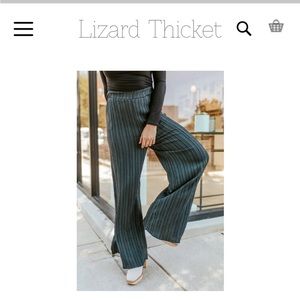 Green Striped Wide Leg Pant - Lizard Thicket